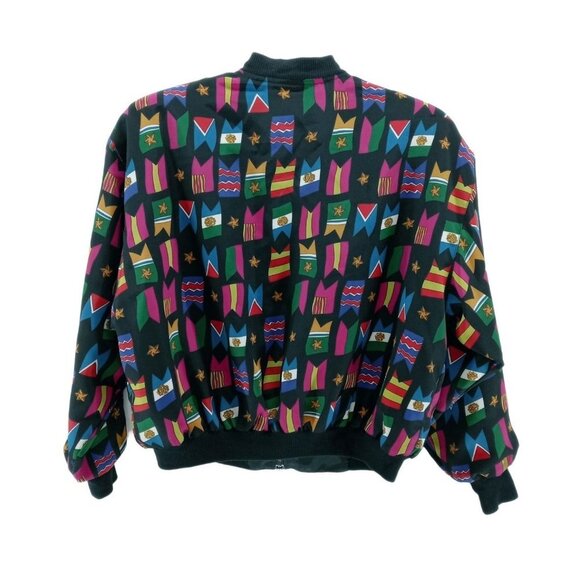 Vintage Notations Petite Women's Zip Up Bomber Jacket Windbreaker Size Medium - Picture 2 of 7